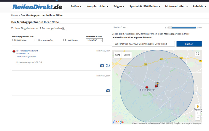 K&F Meisterwerkstatt Barsinghausen ist Reifen Montagepartner von reifendirect.de
